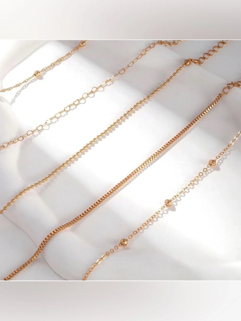 NWT~5pc 14K Gold Plated Stackable & Adjustable Bracelet Set